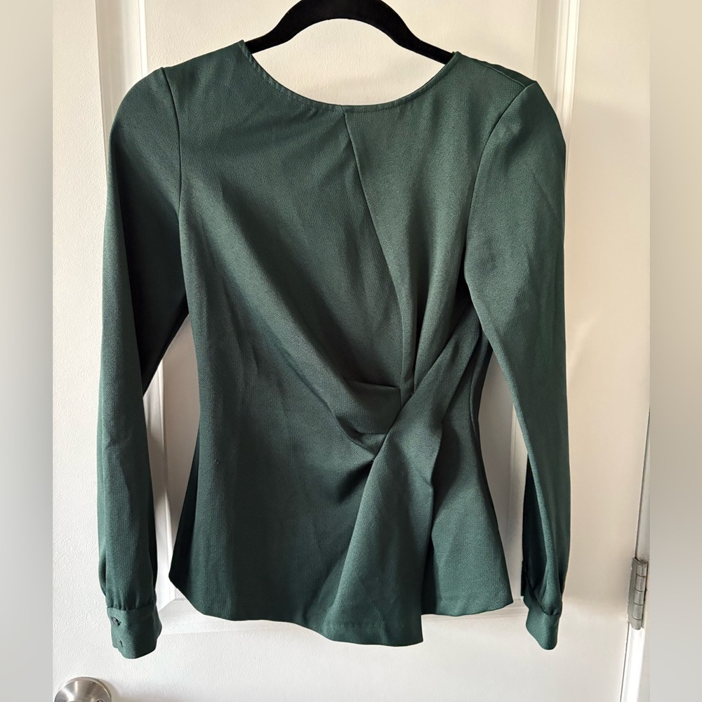 Zara Forest Green Twist Detail Blouse